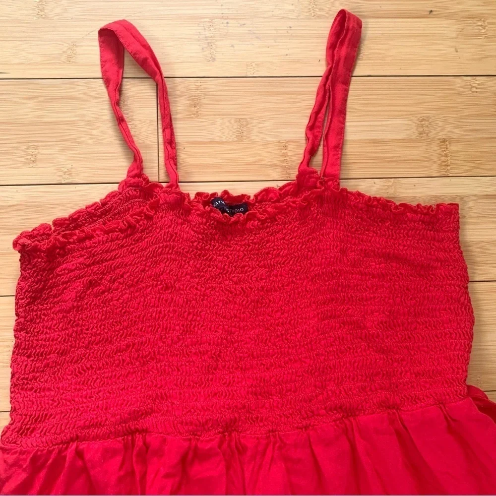 Signature Studio Red Long Bohemian Floral Top with Painted Flowers Size XL - Picture 3 of 6